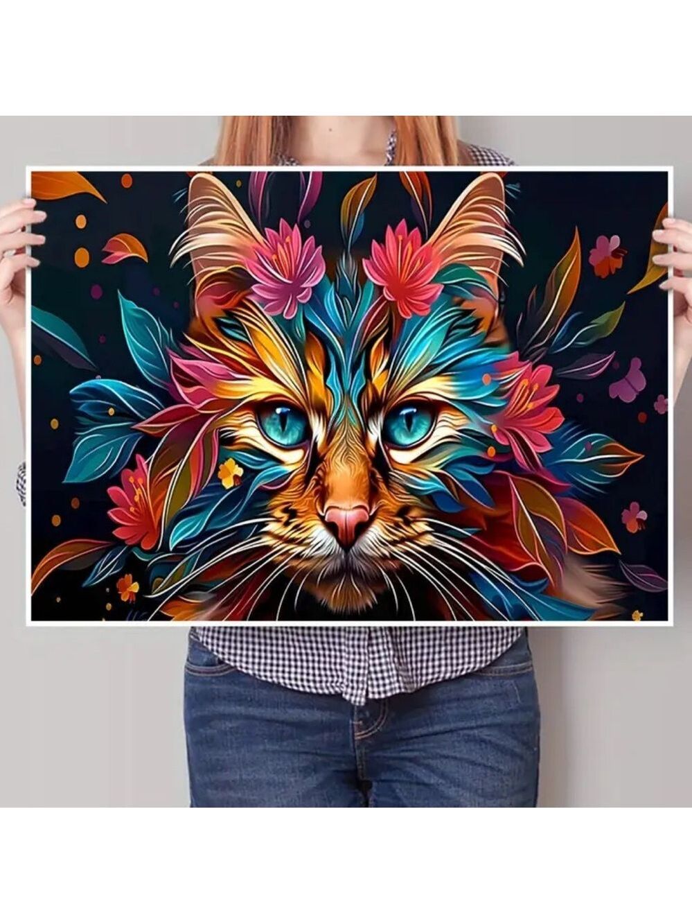 “Kaleidoscope Cat” Canvas Print Vibrant Wall Art - Picture 3 of 10